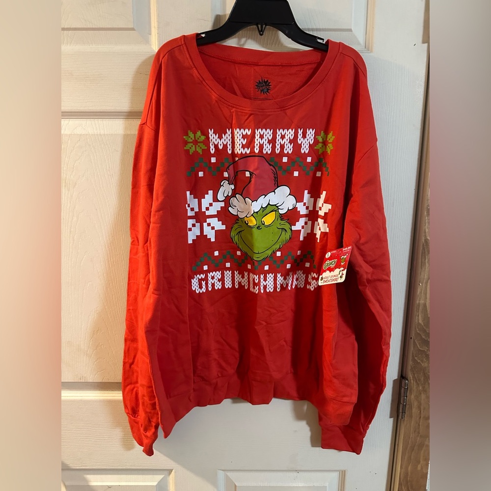 THE GRINCH MERRY GRINCHMAS ADULT UNISEX SWEATSHIRT: RED: NEW WITH TAGS: SIZE XL